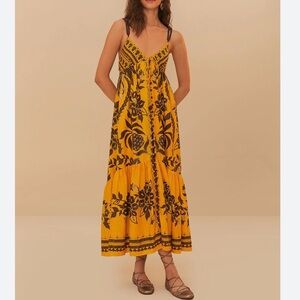 Farm Rio Golden Oasis Midi Dress